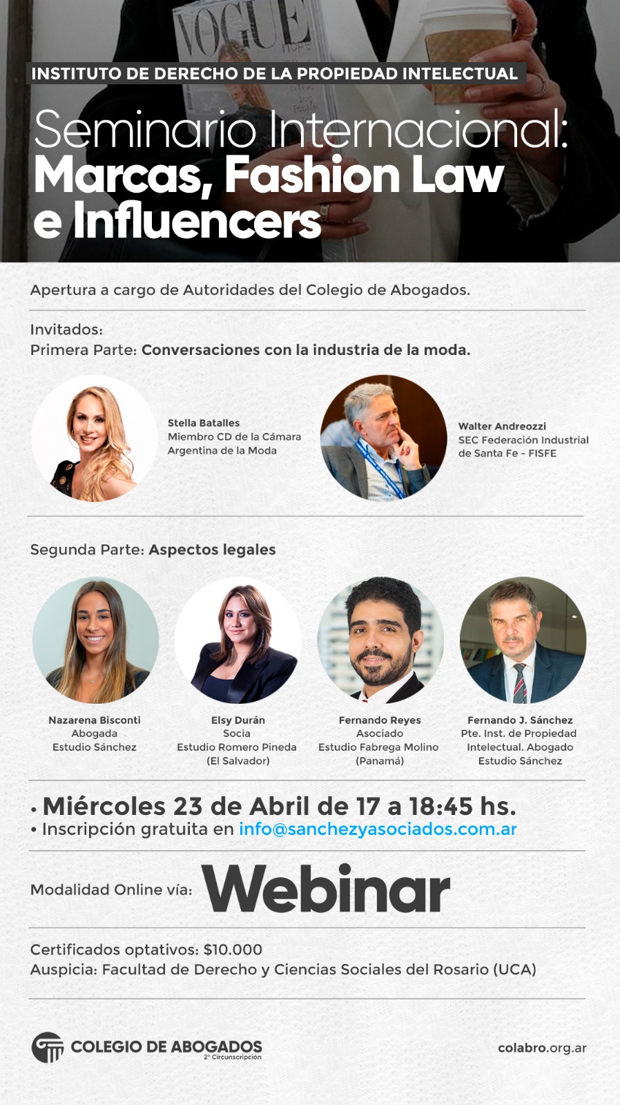 SEMINARIO INTERNACIONAL MARCAS, FASHION LAW E INFLUENCERS - 23/04/2025